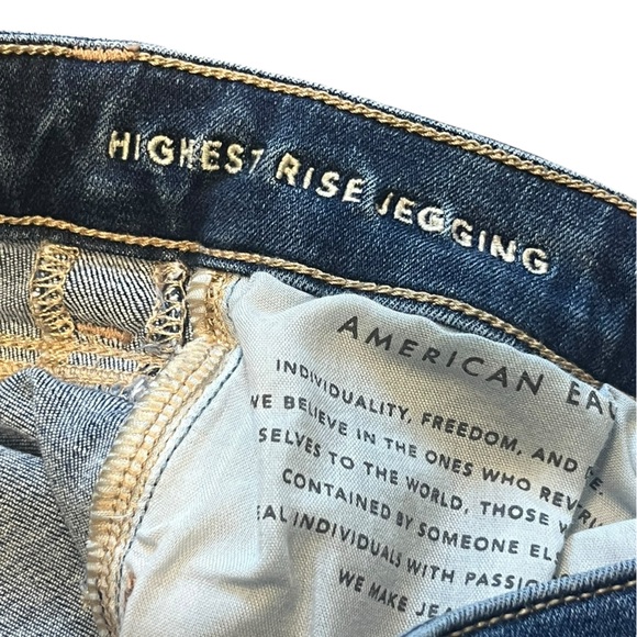 American Eagle Next Level Stretch Highest Rise Jegging Jeans 6 Long Distressed - Picture 6 of 7